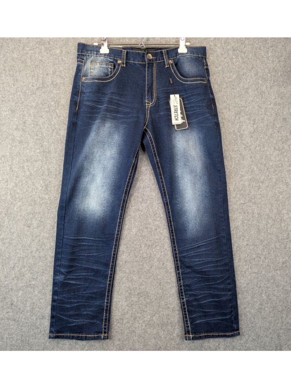 True Luck Classic Fit Jeans Mens 34x30 Stretch Denim Faded Wash
